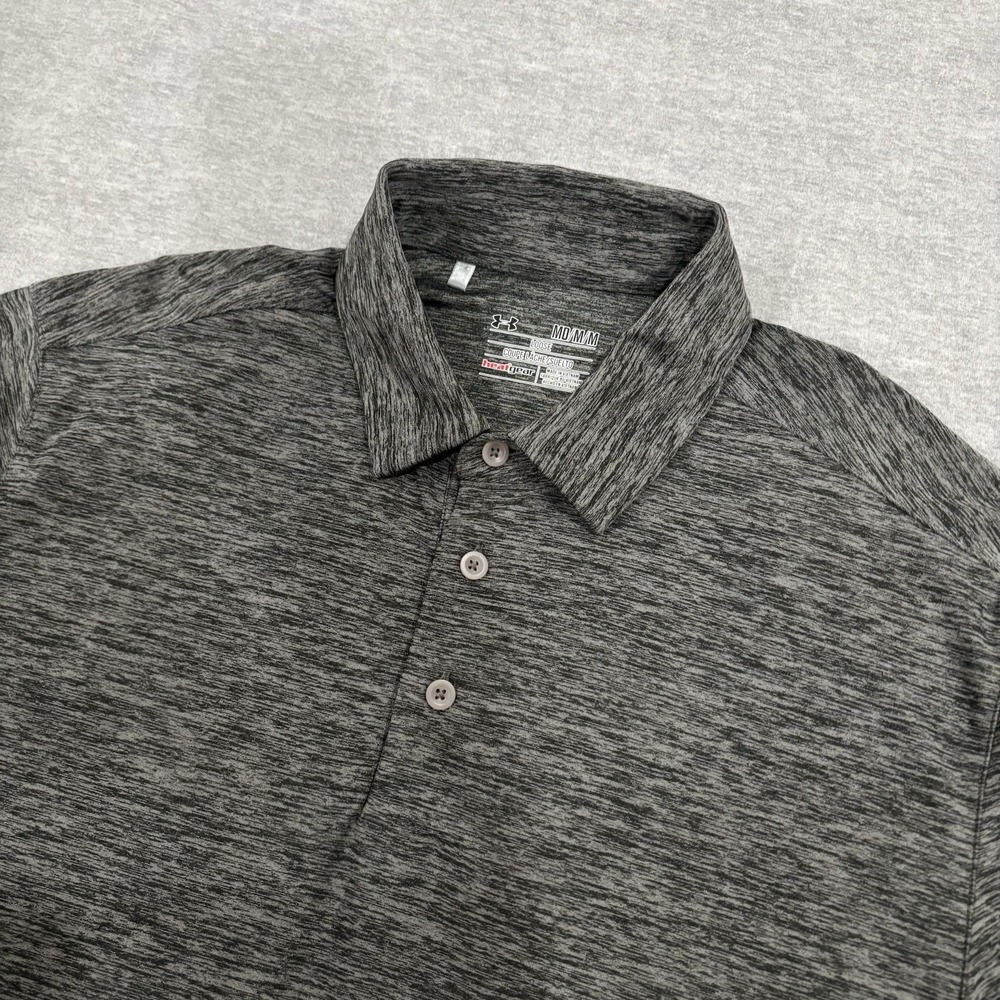 Under Armour HeatGear Polo Shirt Men's M Gray Heather Performance Golf Casual